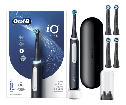 Szczoteczka elektryczna Oral-B  Zestaw szczoteczka iO 4 czarny + końcówki Gentle Care 4 szt